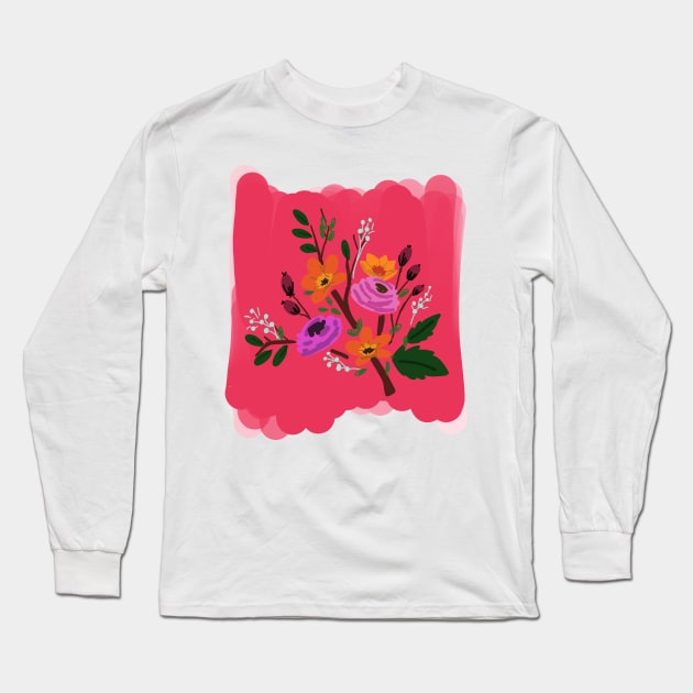 Florals Anyone Long Sleeve T-Shirt by Artbynikitachawda